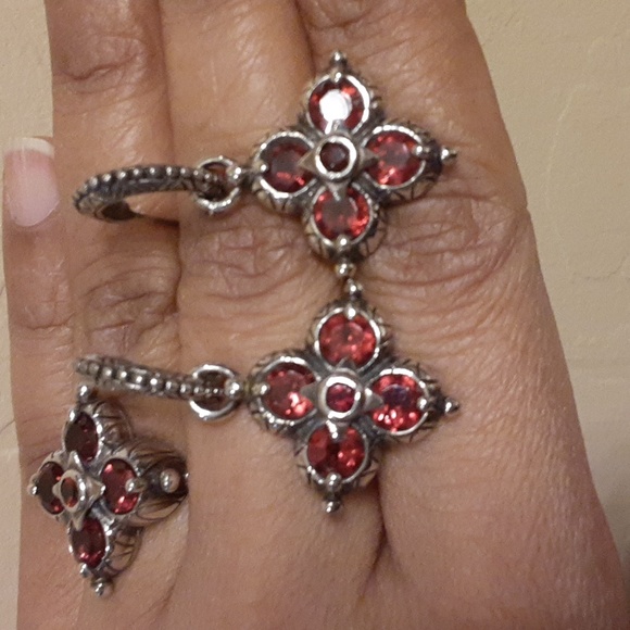 925 Genuine Garnets Earrings and Ring Set. FIRM. - Picture 3 of 17